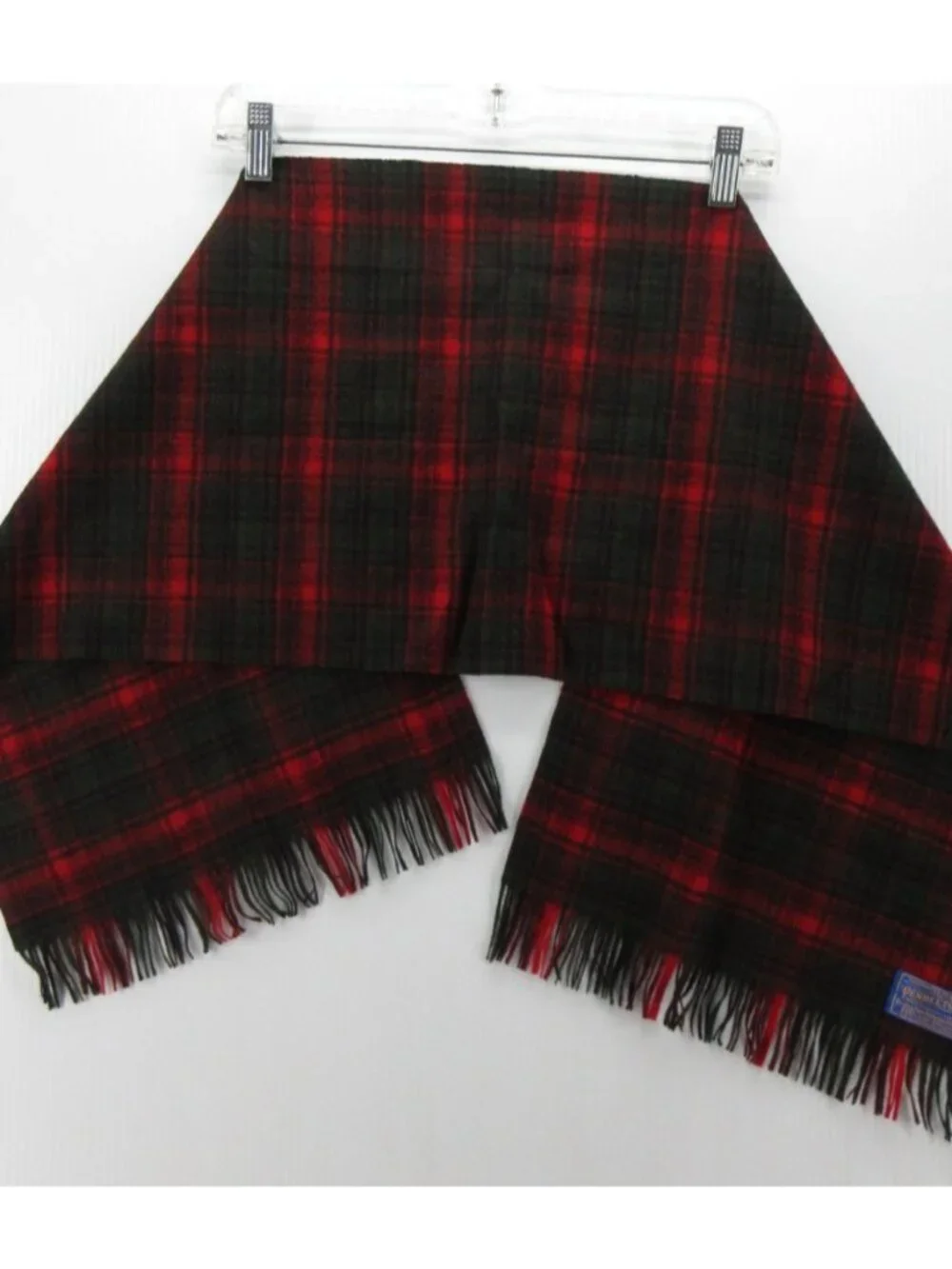 VINTAGE Pendleton Scarf Virgin Wool Tartan Plaid Fringe Classic Unisex